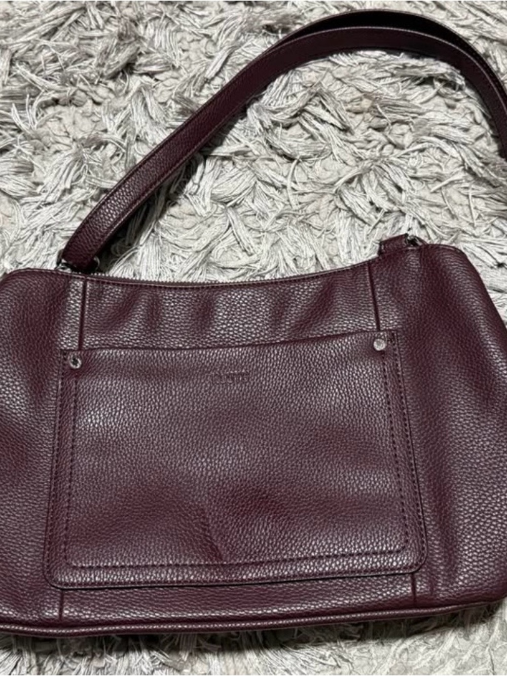 Roots Burgundy Pebbled Leather Shoulder/Crossbody Bag